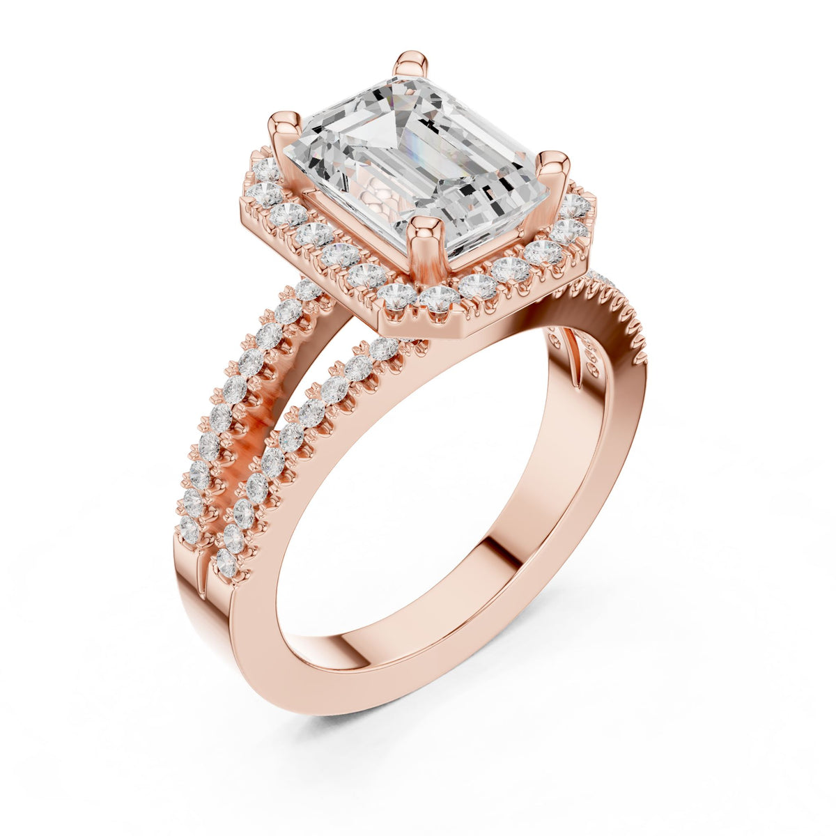 Emerald Halo Lab Grown Diamond Engagement Ring