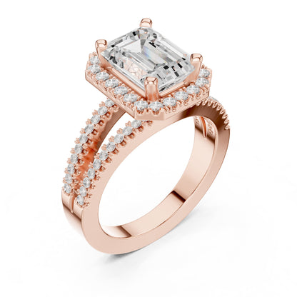Emerald Halo Lab Grown Diamond Engagement Ring