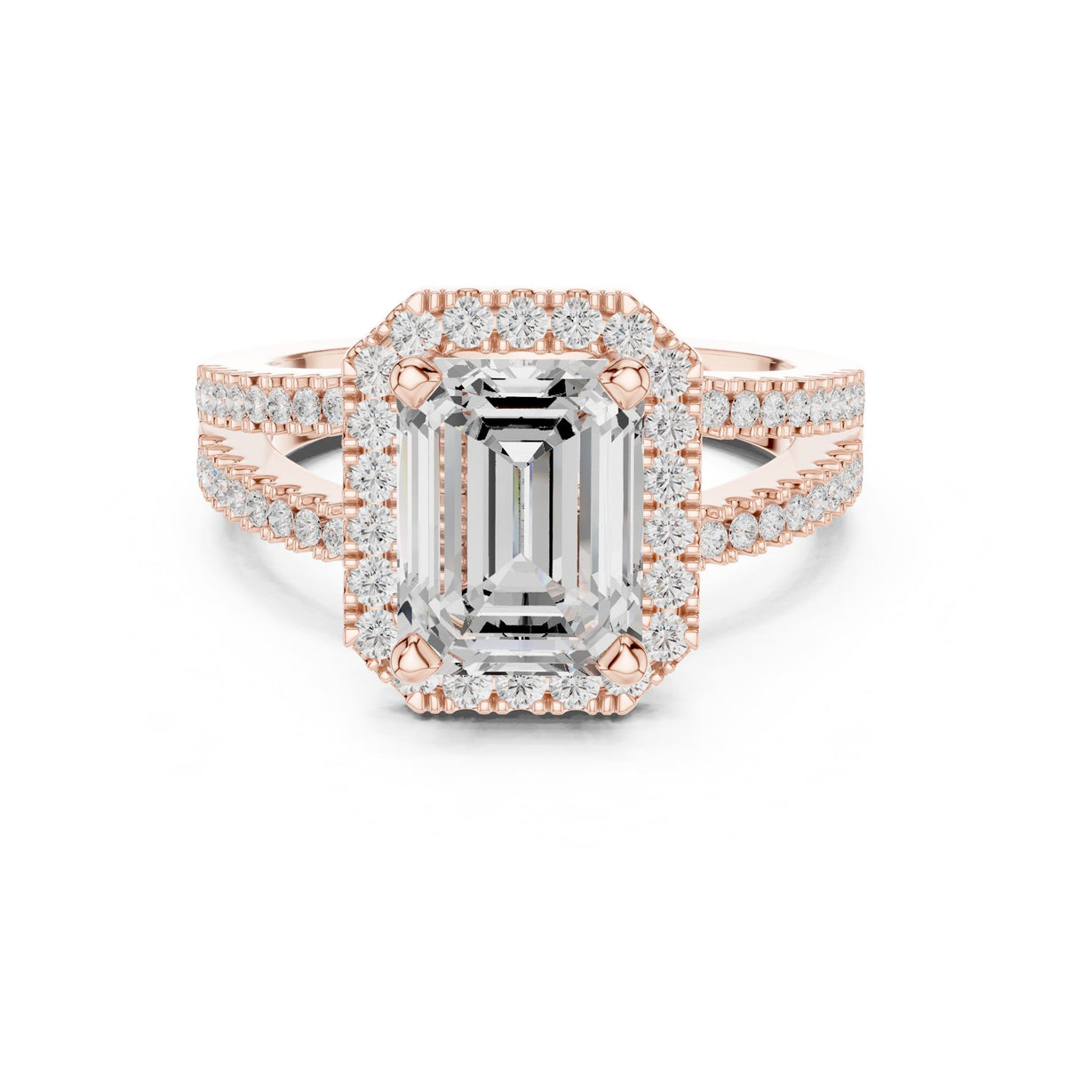 Emerald Halo Lab Grown Diamond Engagement Ring
