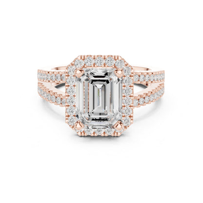 Emerald Halo Lab Grown Diamond Engagement Ring