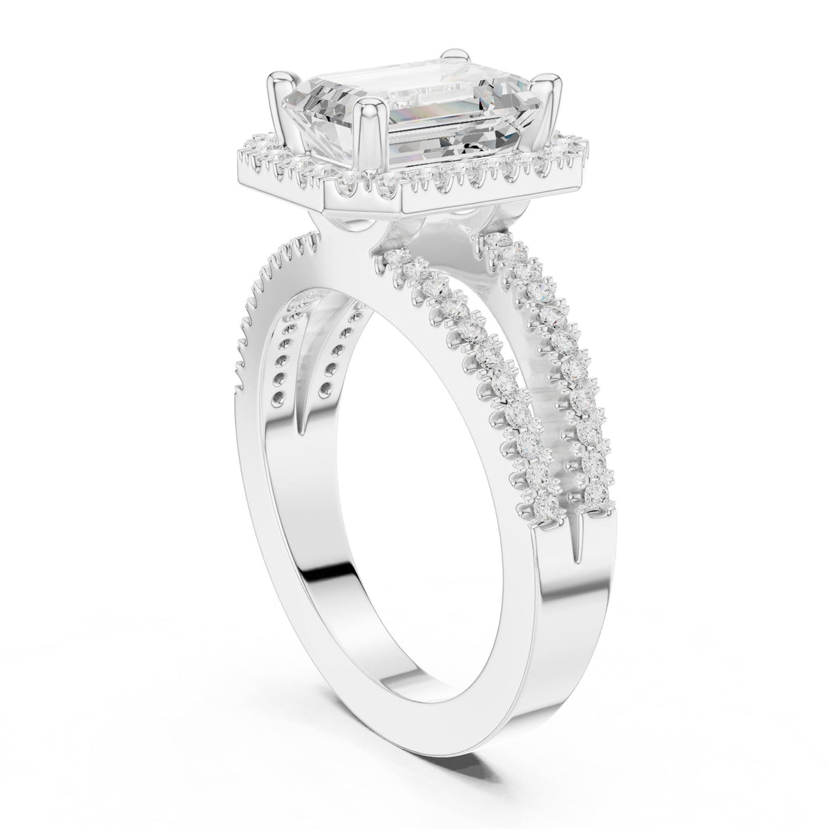 Emerald Halo Lab Grown Diamond Engagement Ring