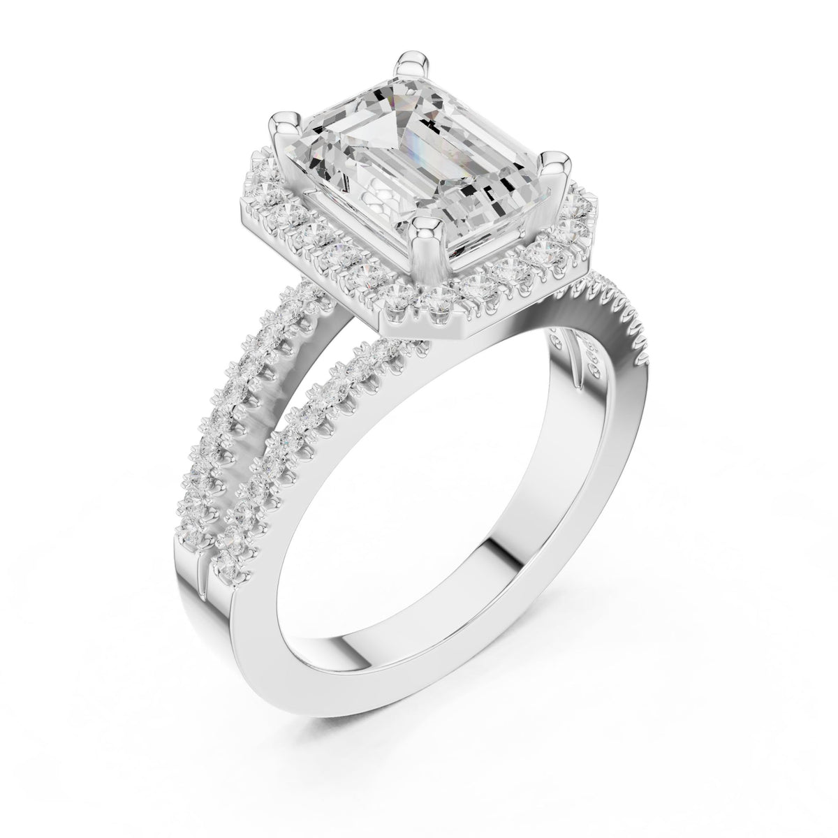 Emerald Halo Lab Grown Diamond Engagement Ring