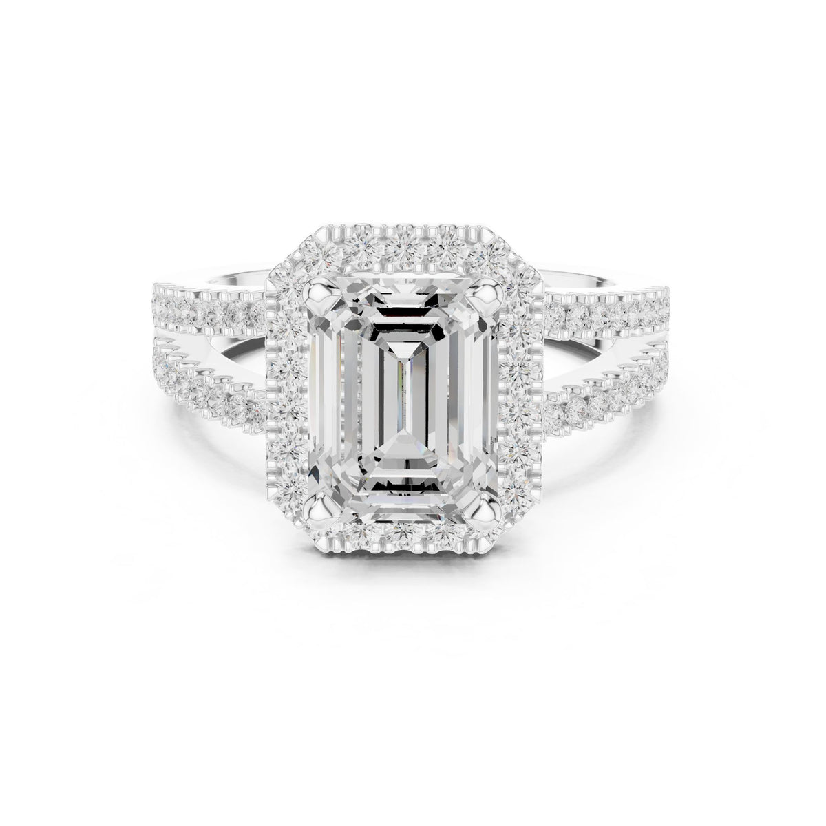 Emerald Halo Lab Grown Diamond Engagement Ring
