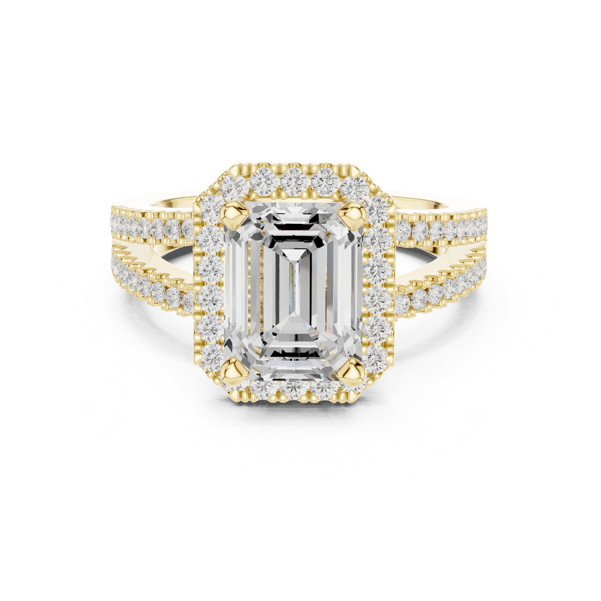 Emerald Halo Lab Grown Diamond Engagement Ring