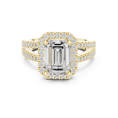 Emerald Halo Lab Grown Diamond Engagement Ring