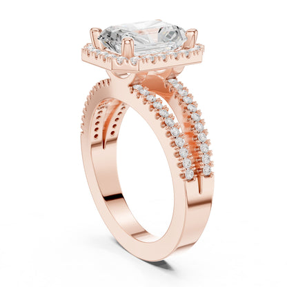 Emerald Halo Lab Grown Diamond Engagement Ring