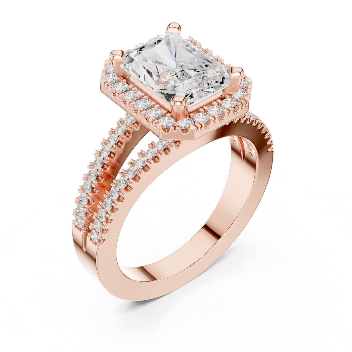 Emerald Halo Lab Grown Diamond Engagement Ring
