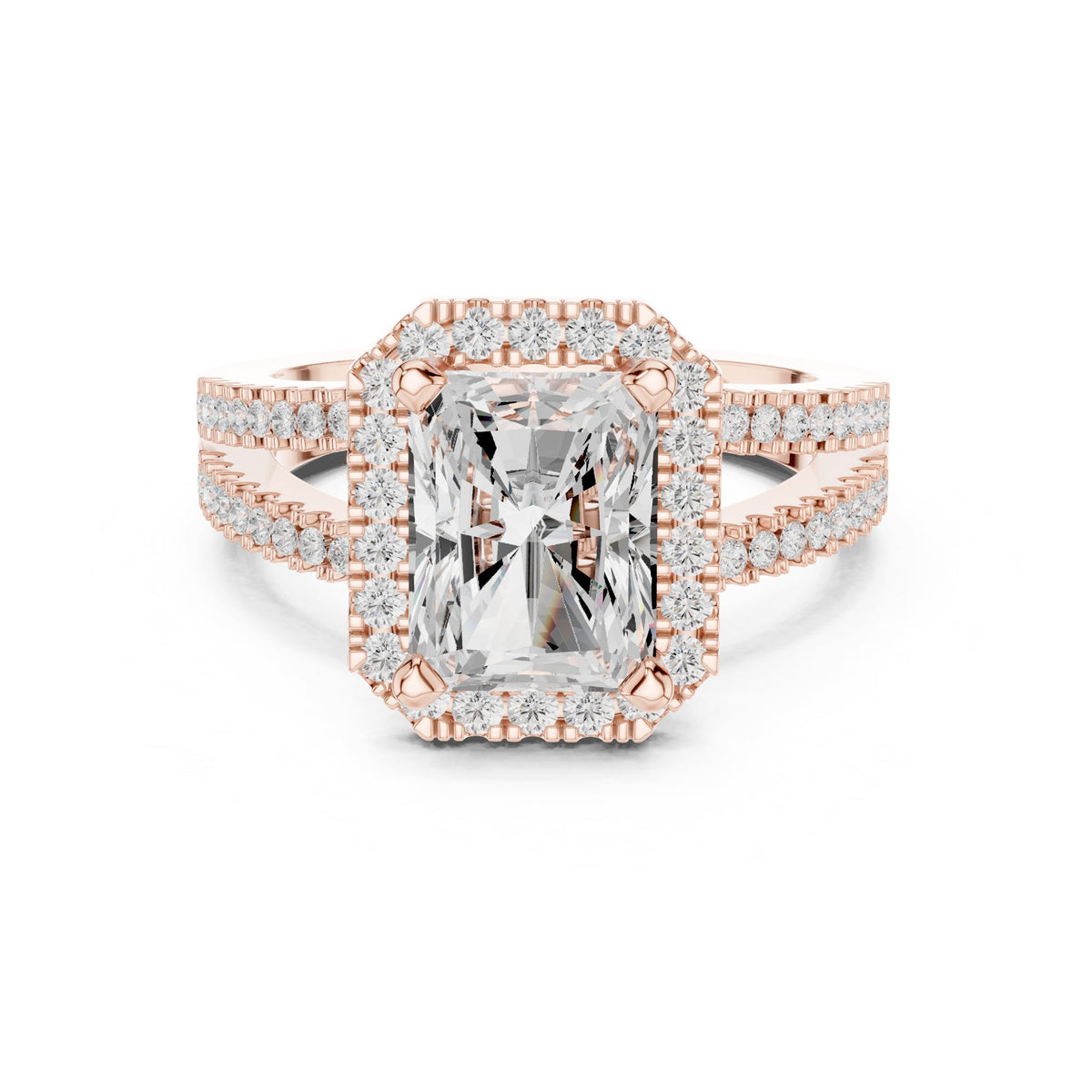 Emerald Halo Lab Grown Diamond Engagement Ring