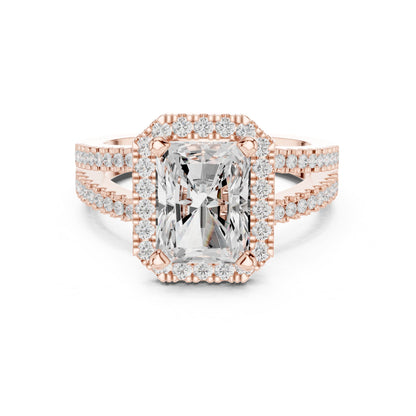 Emerald Halo Lab Grown Diamond Engagement Ring