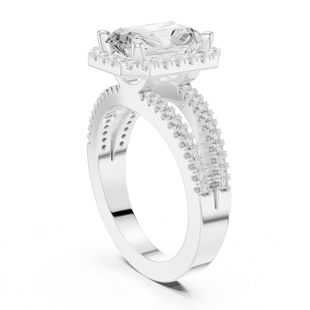 Emerald Halo Lab Grown Diamond Engagement Ring
