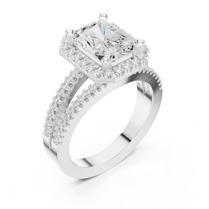 Emerald Halo Lab Grown Diamond Engagement Ring