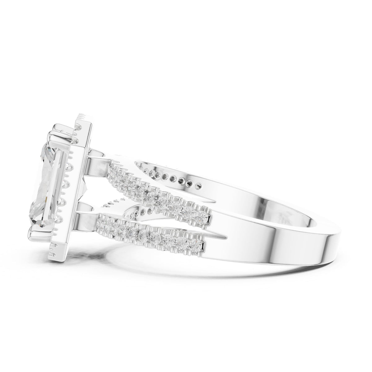 Emerald Halo Lab Grown Diamond Engagement Ring