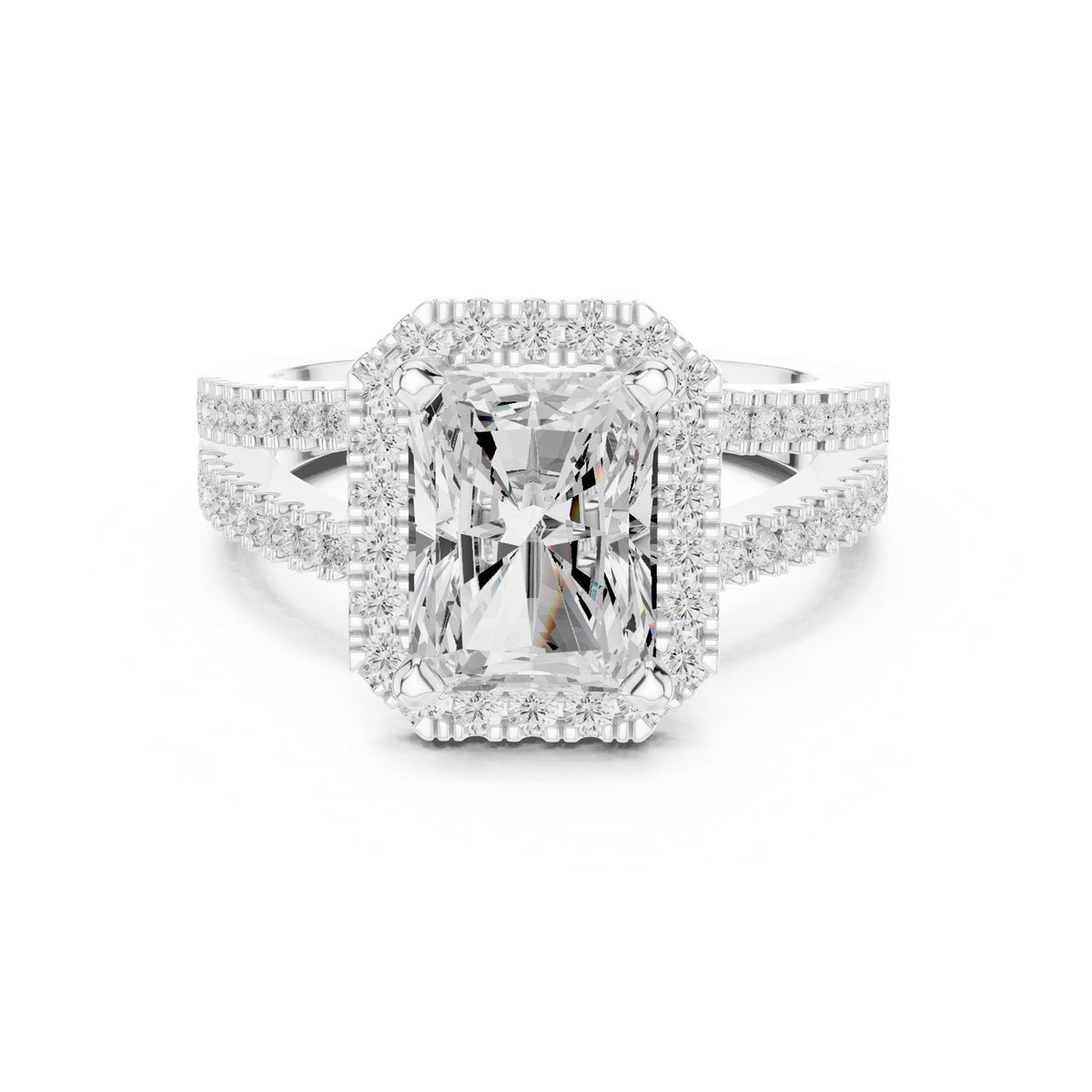 Emerald Halo Lab Grown Diamond Engagement Ring