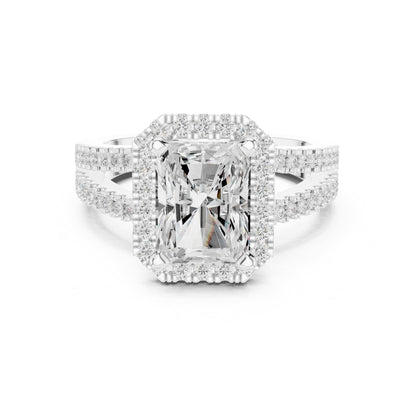 Emerald Halo Lab Grown Diamond Engagement Ring