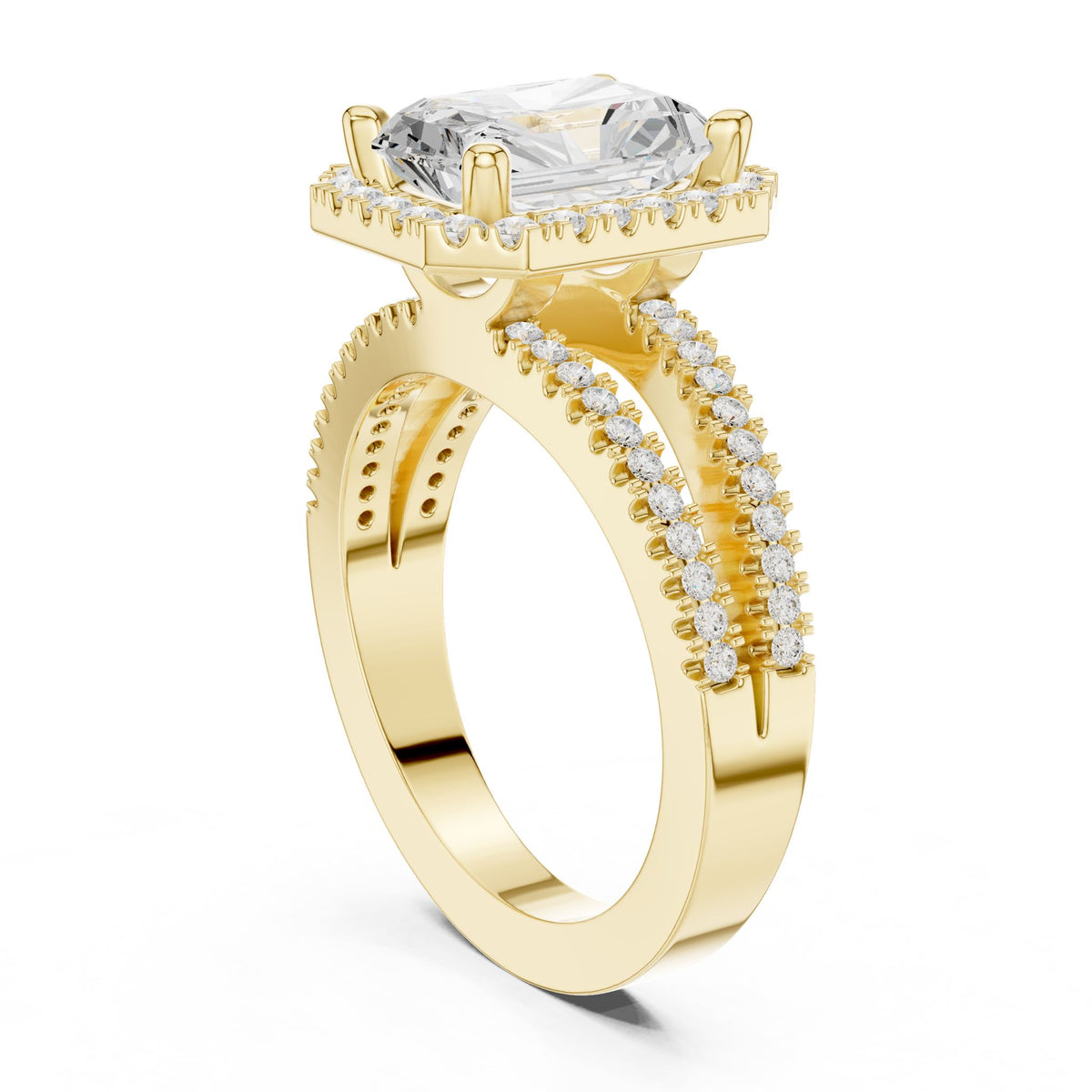 Emerald Halo Lab Grown Diamond Engagement Ring