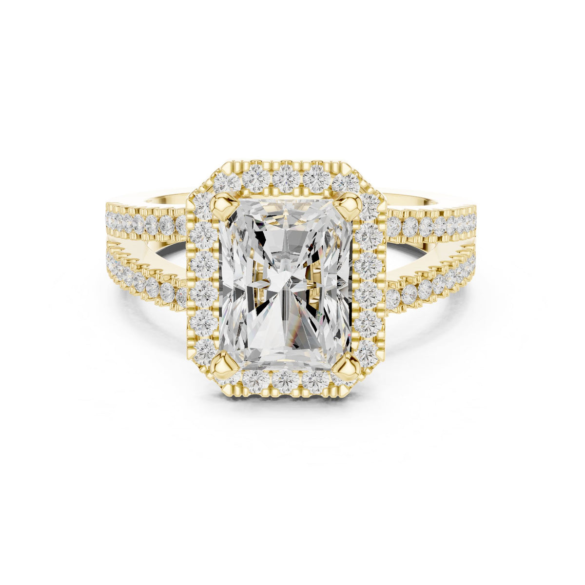 Emerald Halo Lab Grown Diamond Engagement Ring