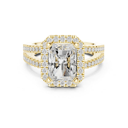 Emerald Halo Lab Grown Diamond Engagement Ring