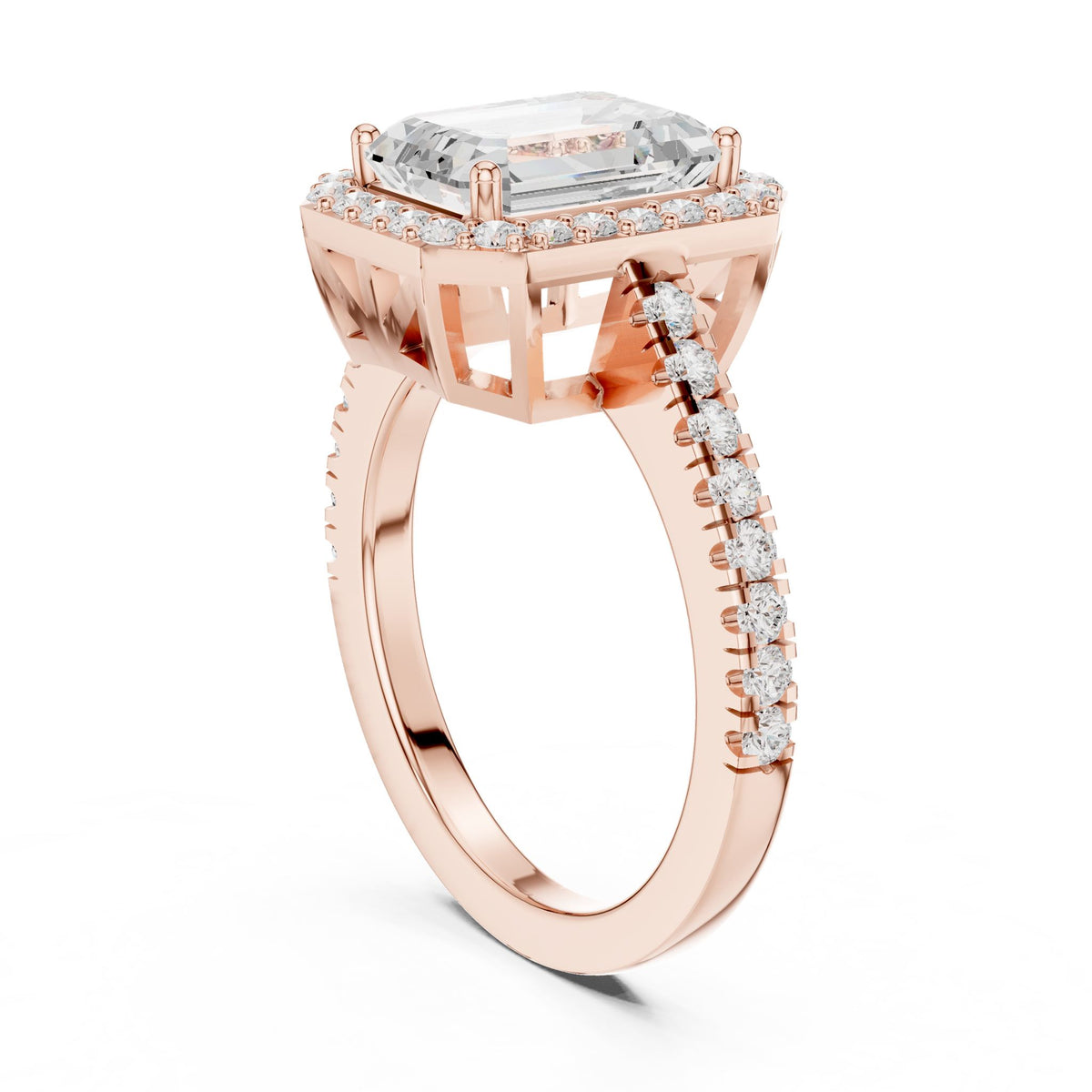 Emerald Halo Lab Grown Diamond Engagement Ring