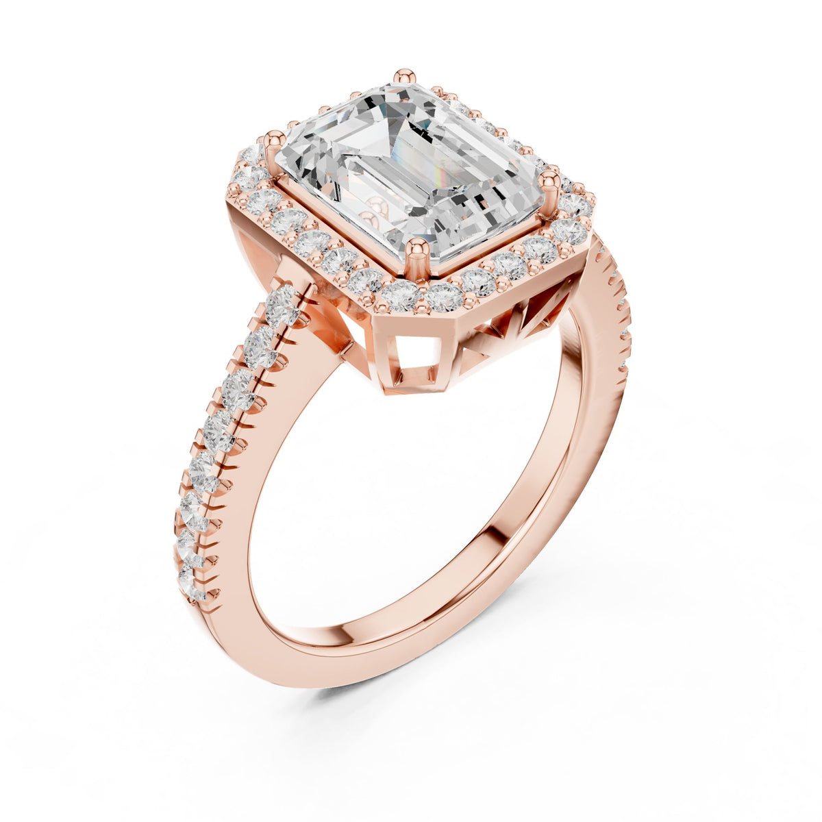 Emerald Halo Lab Grown Diamond Engagement Ring