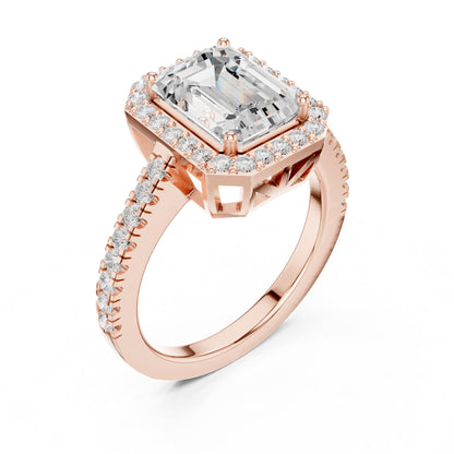 Emerald Halo Lab Grown Diamond Engagement Ring