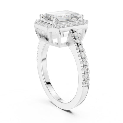 Emerald Halo Lab Grown Diamond Engagement Ring