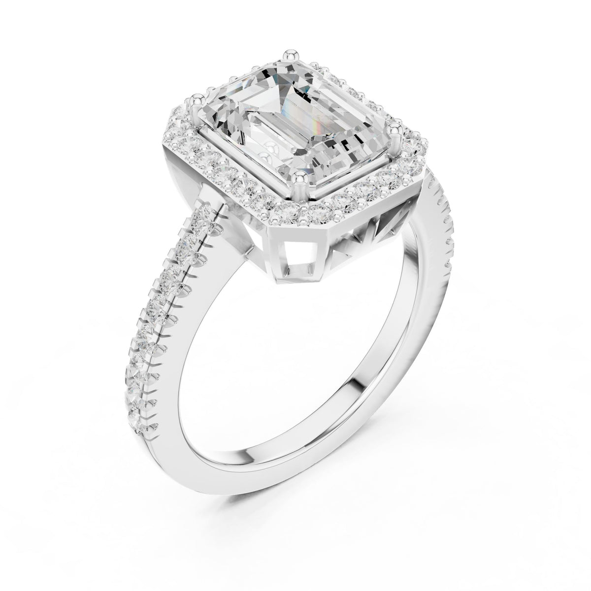 Emerald Halo Lab Grown Diamond Engagement Ring