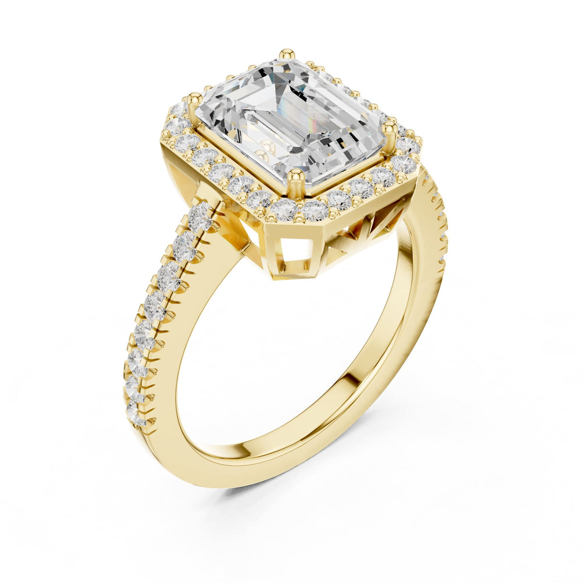 Emerald Halo Lab Grown Diamond Engagement Ring