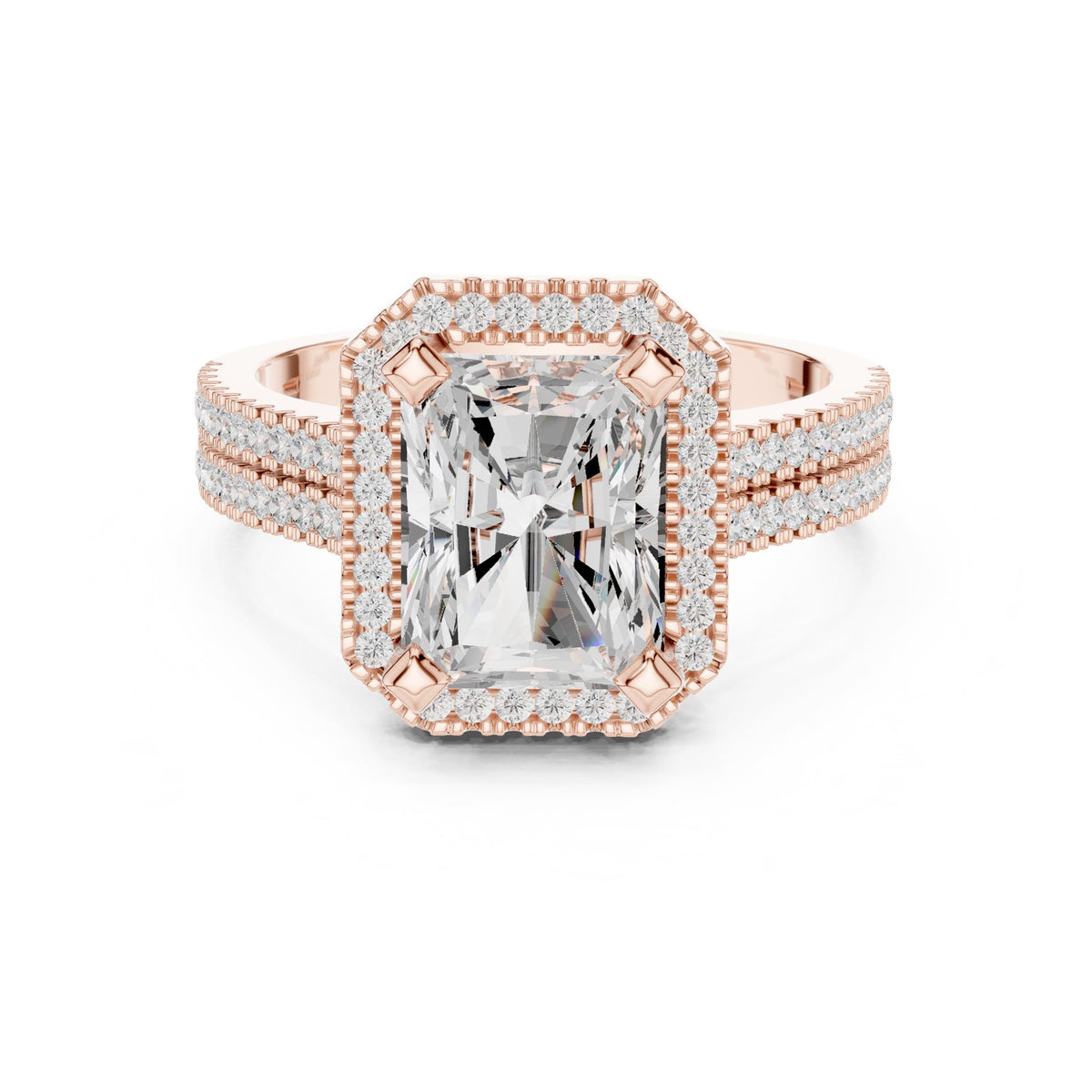 Emerald Halo Lab Grown Diamond Engagement Ring