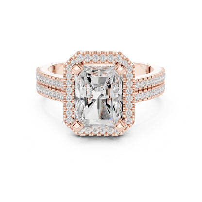 Emerald Halo Lab Grown Diamond Engagement Ring