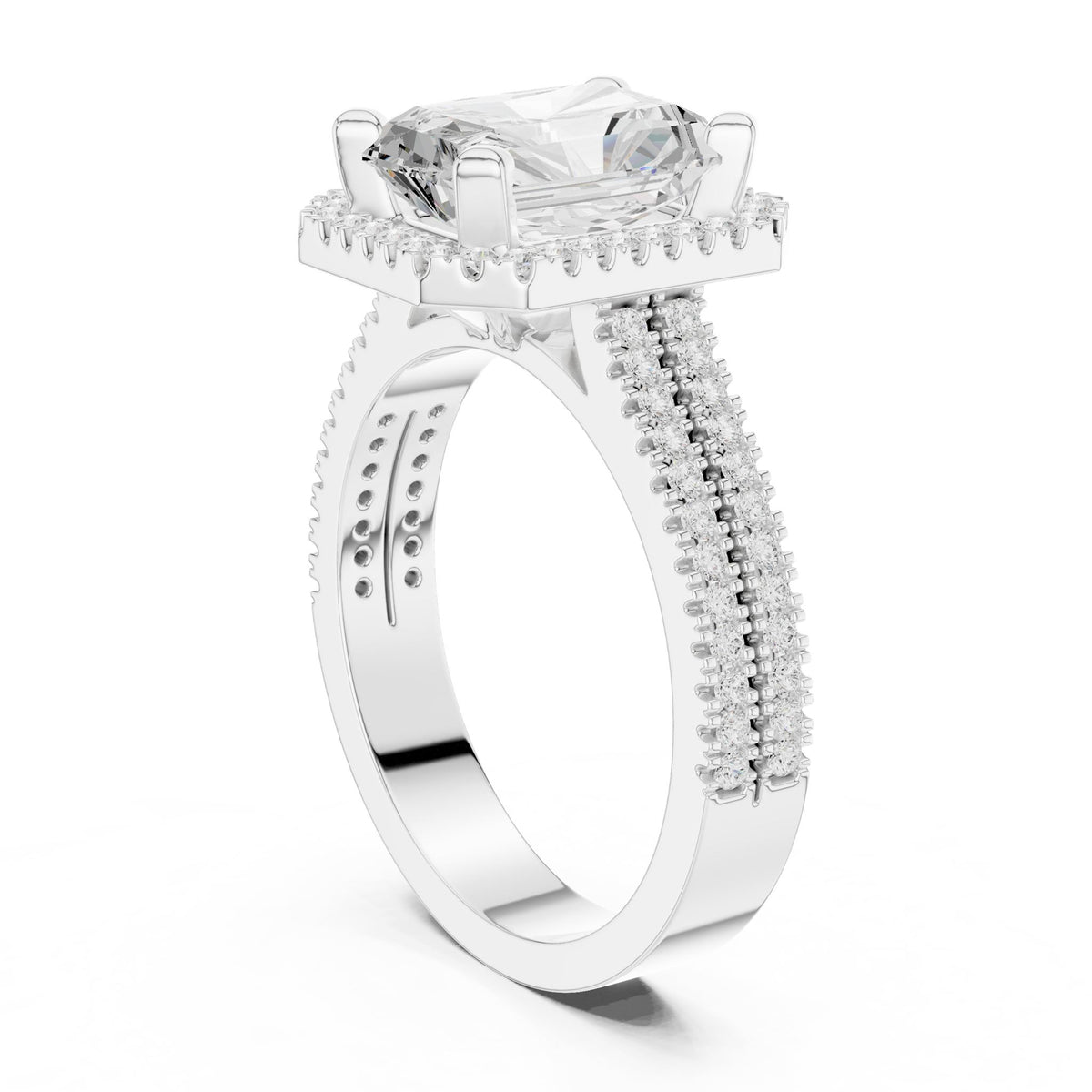 Emerald Halo Lab Grown Diamond Engagement Ring