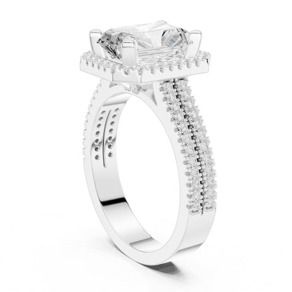 Emerald Halo Lab Grown Diamond Engagement Ring