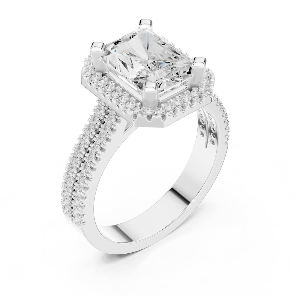 Emerald Halo Lab Grown Diamond Engagement Ring