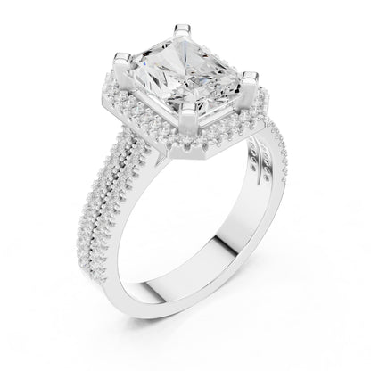 Emerald Halo Lab Grown Diamond Engagement Ring