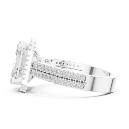 Emerald Halo Lab Grown Diamond Engagement Ring