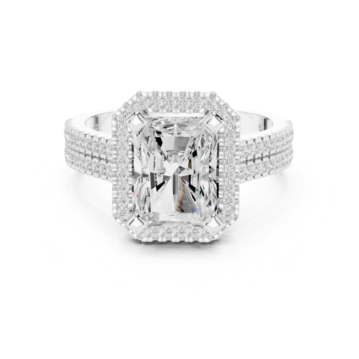 Emerald Halo Lab Grown Diamond Engagement Ring