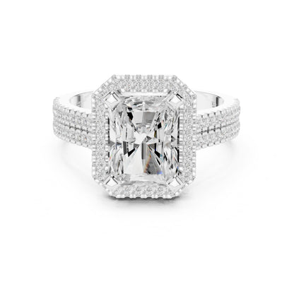 Emerald Halo Lab Grown Diamond Engagement Ring