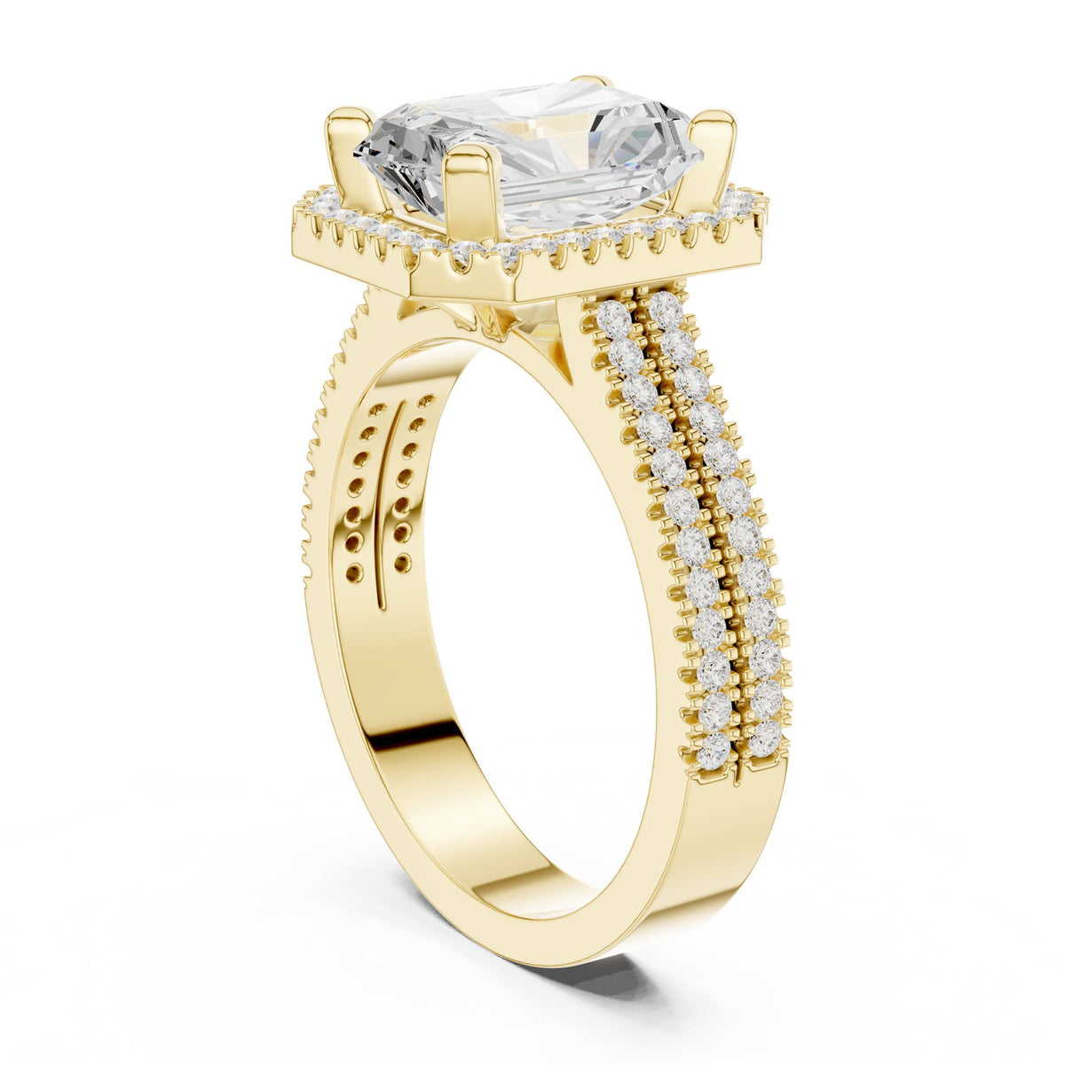 Emerald Halo Lab Grown Diamond Engagement Ring