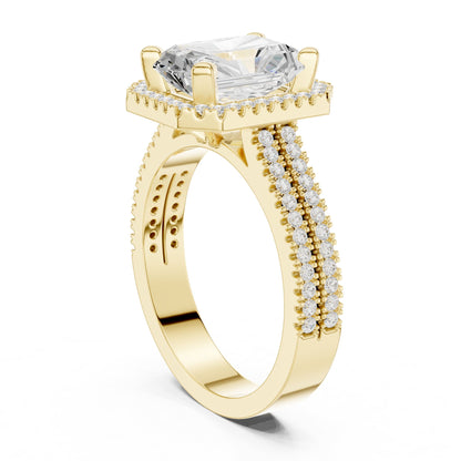 Emerald Halo Lab Grown Diamond Engagement Ring
