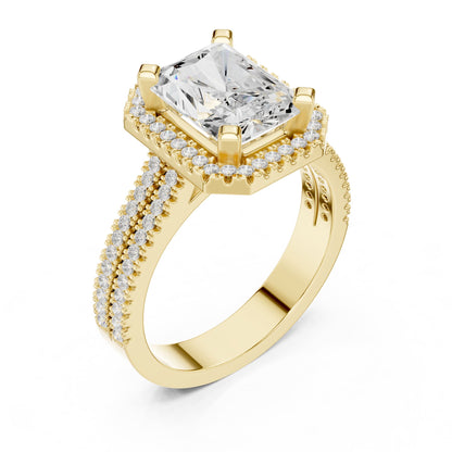 Emerald Halo Lab Grown Diamond Engagement Ring