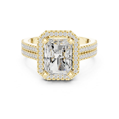Emerald Halo Lab Grown Diamond Engagement Ring