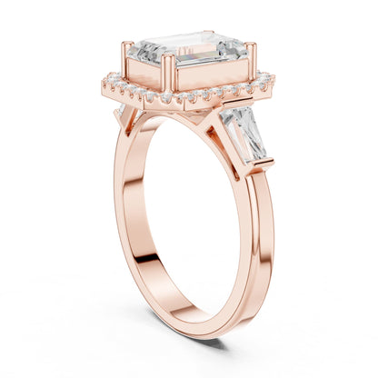 Emerald Halo Lab Grown Diamond Engagement Ring