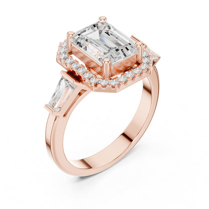 Emerald Halo Lab Grown Diamond Engagement Ring