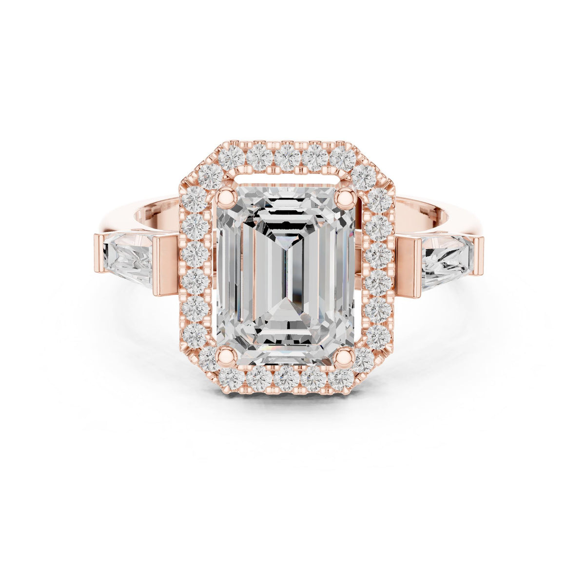 Emerald Halo Lab Grown Diamond Engagement Ring