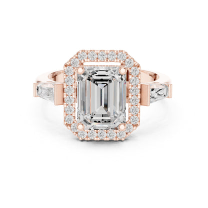 Emerald Halo Lab Grown Diamond Engagement Ring