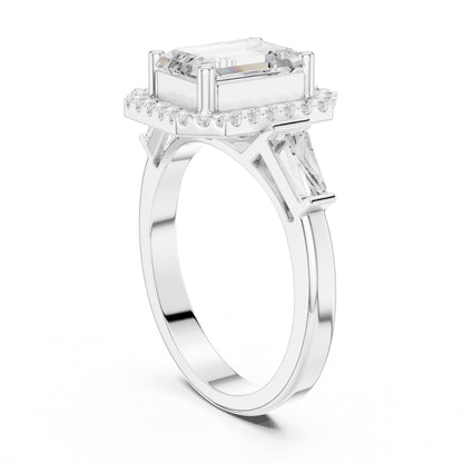 Emerald Halo Lab Grown Diamond Engagement Ring