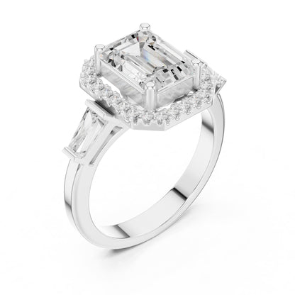 Emerald Halo Lab Grown Diamond Engagement Ring