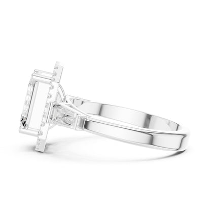 Emerald Halo Lab Grown Diamond Engagement Ring