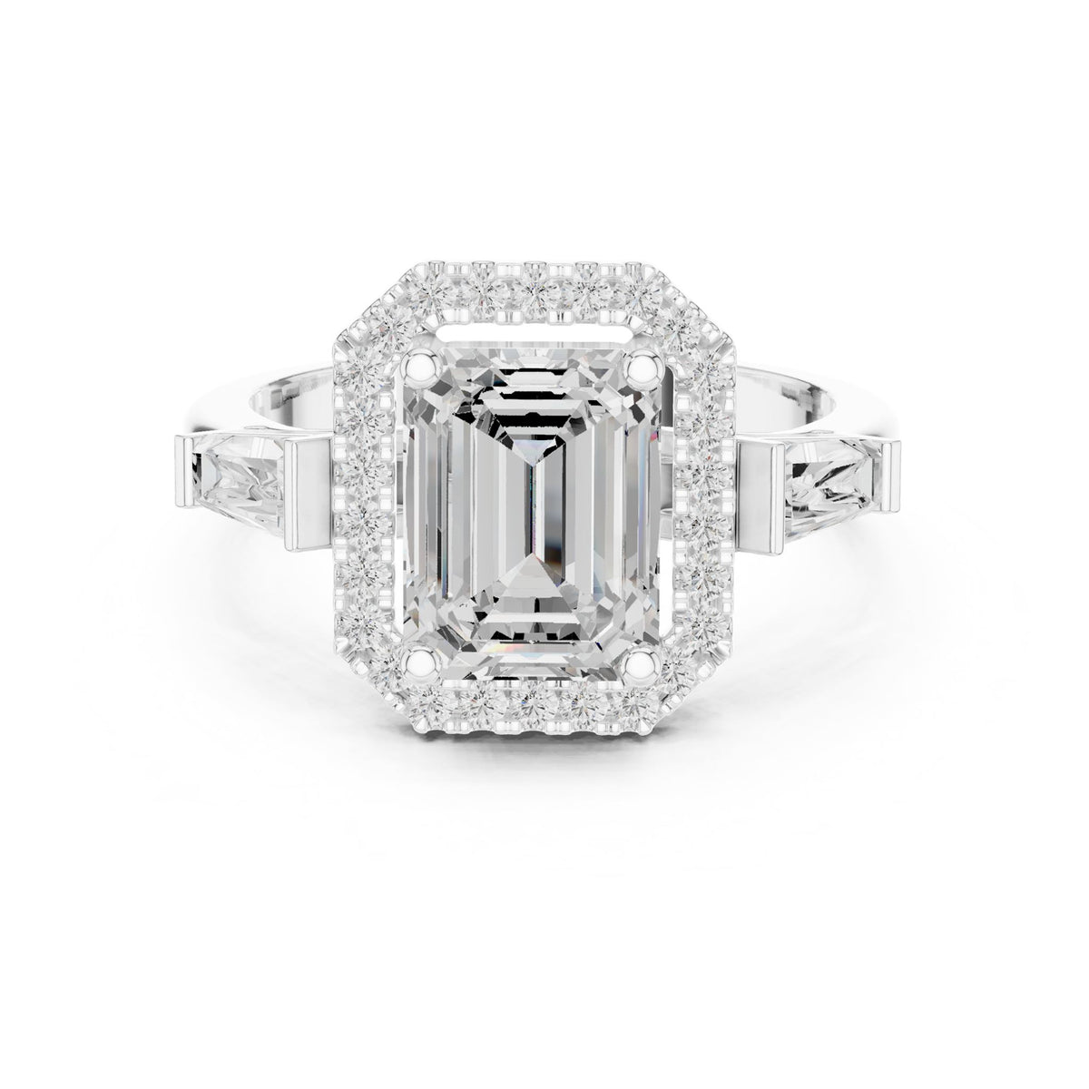 Emerald Halo Lab Grown Diamond Engagement Ring