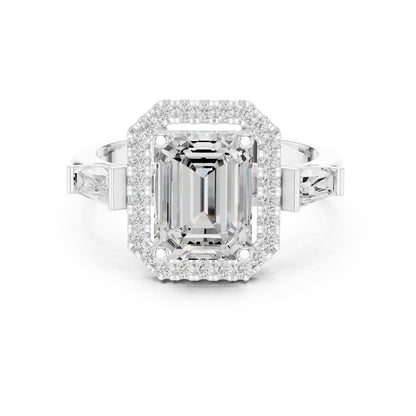 Emerald Halo Lab Grown Diamond Engagement Ring