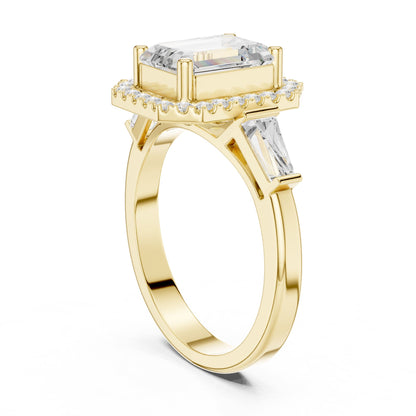 Emerald Halo Lab Grown Diamond Engagement Ring